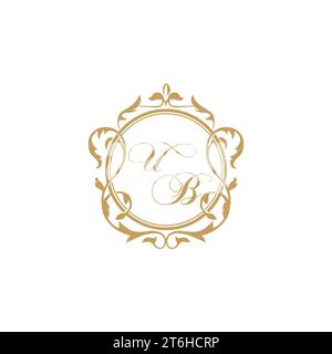 UB Wedding initial invitation with elegant ornament circle element vector graphic template Stock Vector