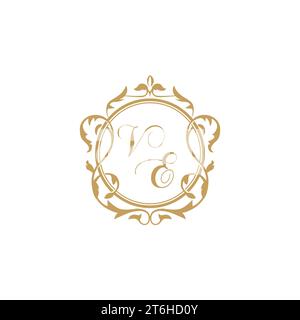 VE Wedding initial invitation with elegant ornament circle element vector graphic template Stock Vector