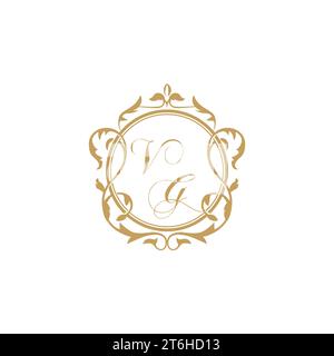 VG Wedding initial invitation with elegant ornament circle element vector graphic template Stock Vector