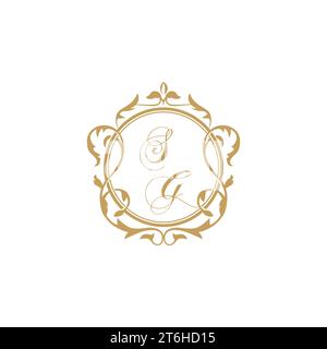 SG Wedding initial invitation with elegant ornament circle element vector graphic template Stock Vector