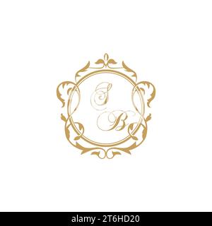 SB Wedding initial invitation with elegant ornament circle element vector graphic template Stock Vector