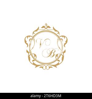 VB Wedding initial invitation with elegant ornament circle element vector graphic template Stock Vector