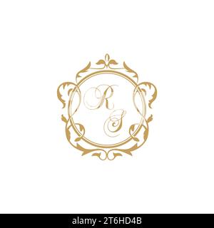RS Wedding initial invitation with elegant ornament circle element vector graphic template Stock Vector