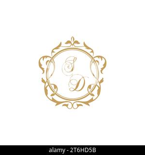 SD Wedding initial invitation with elegant ornament circle element vector graphic template Stock Vector