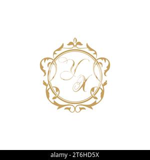 YX Wedding initial invitation with elegant ornament circle element vector graphic template Stock Vector