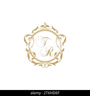 TR Wedding initial invitation with elegant ornament circle element vector graphic template Stock Vector
