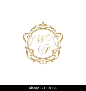 WF Wedding initial invitation with elegant ornament circle element vector graphic template Stock Vector