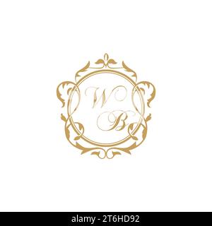 WB Wedding initial invitation with elegant ornament circle element vector graphic template Stock Vector