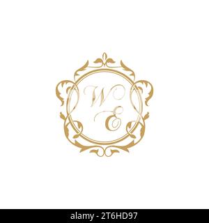 WE Wedding initial invitation with elegant ornament circle element vector graphic template Stock Vector