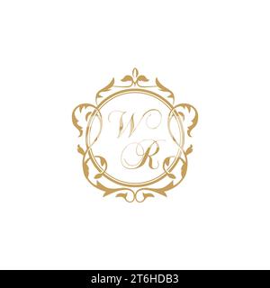 WR Wedding initial invitation with elegant ornament circle element vector graphic template Stock Vector