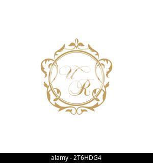 UR Wedding initial invitation with elegant ornament circle element vector graphic template Stock Vector