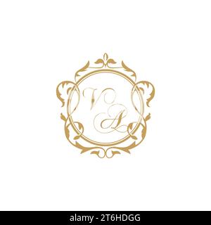 VA Wedding initial invitation with elegant ornament circle element vector graphic template Stock Vector