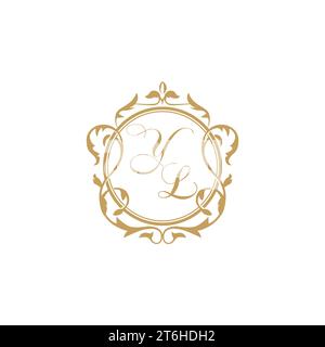 YL Wedding initial invitation with elegant ornament circle element vector graphic template Stock Vector