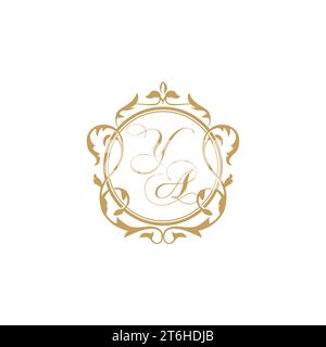 YA Wedding initial invitation with elegant ornament circle element vector graphic template Stock Vector
