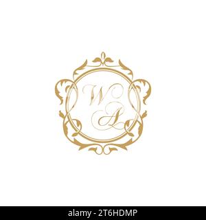 WA Wedding initial invitation with elegant ornament circle element vector graphic template Stock Vector