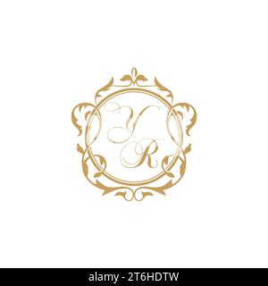 YR Wedding initial invitation with elegant ornament circle element vector graphic template Stock Vector