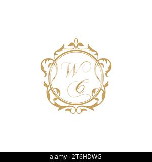 WC Wedding initial invitation with elegant ornament circle element vector graphic template Stock Vector