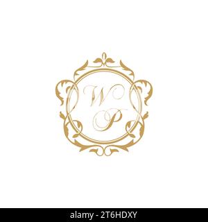 WP Wedding initial invitation with elegant ornament circle element vector graphic template Stock Vector