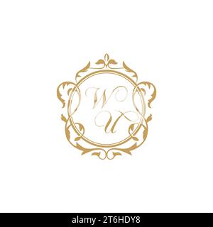 WU Wedding initial invitation with elegant ornament circle element vector graphic template Stock Vector
