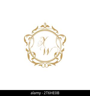 XW Wedding initial invitation with elegant ornament circle element vector graphic template Stock Vector