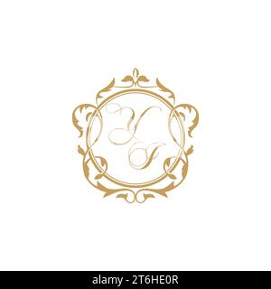 YI Wedding initial invitation with elegant ornament circle element vector graphic template Stock Vector