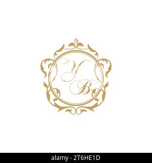 YB Wedding initial invitation with elegant ornament circle element vector graphic template Stock Vector