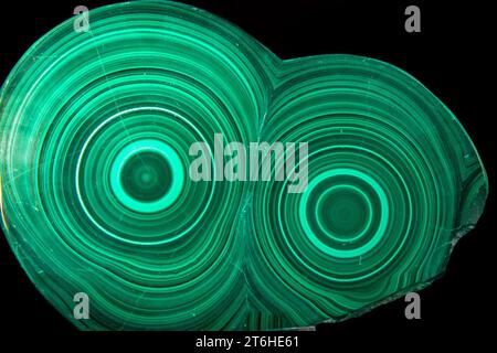 Detail of the cutted green malachite mineral Stock Photo