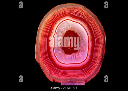 Detail of the red agate mineral on the black background Stock Photo