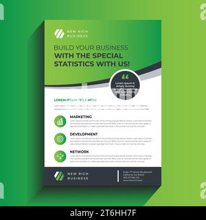 Corporate flyer design template, Business flyer template design, Creative Flyer Layout, Annual report brochure flyer template, Green cover design. Stock Vector
