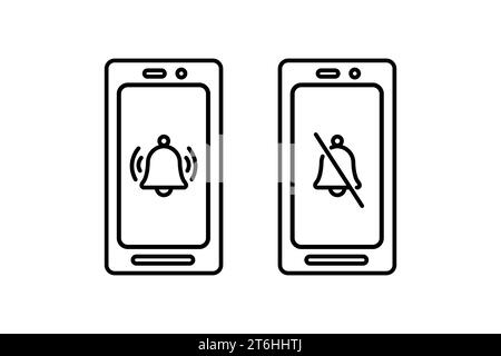 Mute sign. Silent mode or vibrate mode. Notification bell ring icon. Vector Illustration Stock Vector