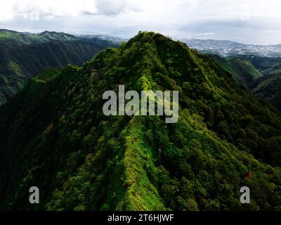 View from Mount Aorai towards Papeete Stock Photo