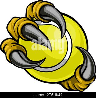 Tennis Ball Eagle Claw Cartoon Monster Hand Stock Vector