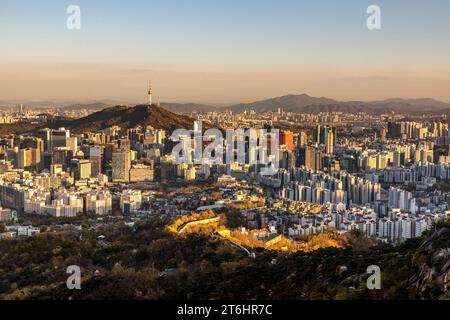 View over Seoul, Inwangsan, South Korea Stock Photo
