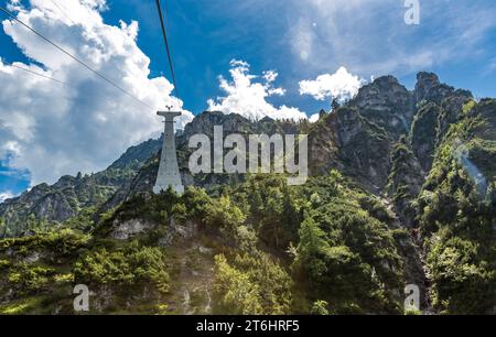 View from Predigstuhl cable car on Predigstuhl, 1613 m, Lattengebirge, Berchtesgaden Alps, Bavaria, Germany, Europe Stock Photo