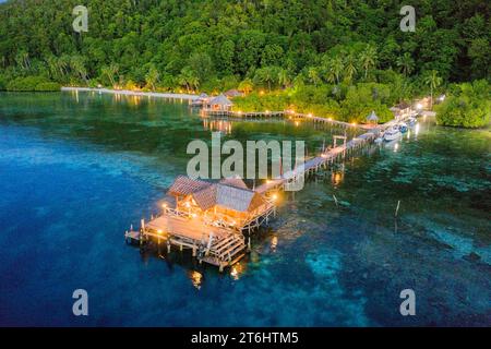 Jetty of Raja Ampat Dive Lodge, Raja Ampat, West Papua, Indonesia Stock Photo