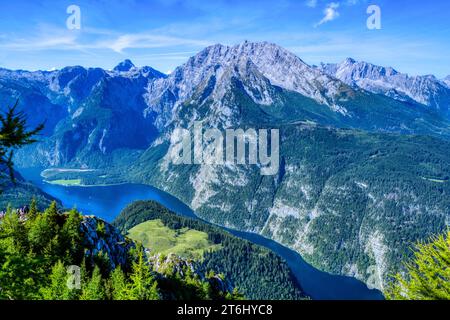 View from Jenner to Königsee, Schönau am Königsee, Berchtesgaden National Park, Upper Bavaria, Bavaria, Germany Stock Photo