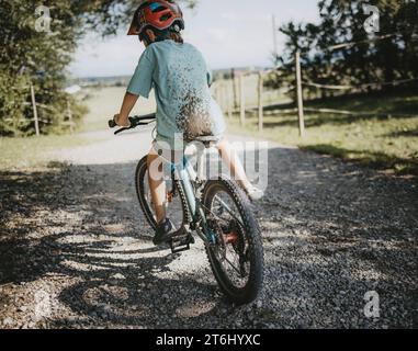 Boy cycling Stock Photo