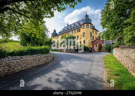 Entrance of Schloss Vollrads in the Rheingau, famous Prädikatsweingut, known for its top Riesling, built as a moated castle in the beginning, family property of the Counts Matuschka-Greiffenclau, Stock Photo