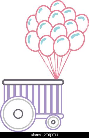 Colored balloons carnival cart icon Vector Stock Vector