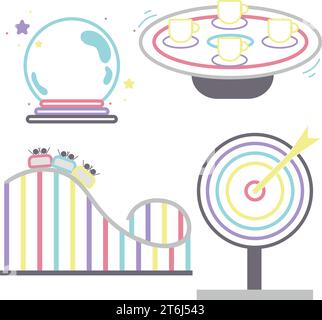 Set of carnival amusement park icons Vector Stock Vector