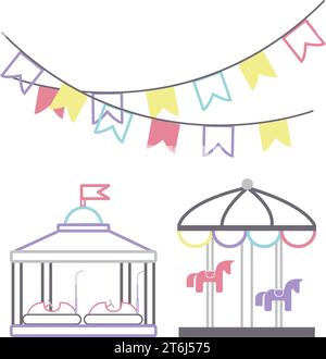 Set of carnival amusement park icons Vector Stock Vector Image & Art ...