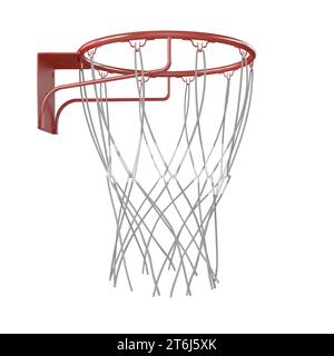 A close-up of a basketball hoop mounted onto a plain white surface without a backboard Stock Photo