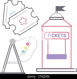 Set of carnival amusement park icons Vector Stock Vector