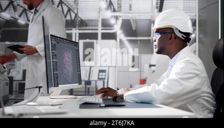 Big Data Science On Touchscreen Monitor. Research Technology Stock Photo