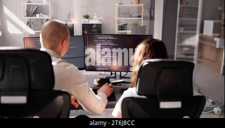 Agile Pair Programming And Extreme Coding. Business Software Stock Photo
