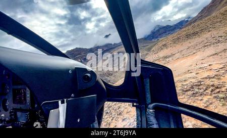 Flying over the west gate of the Colorado River and canyon with a helicopter, located on the border of the U.S. states of Arizona and Nevada in the Un Stock Photo