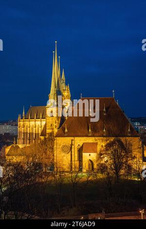 Cathedral and St. Severi Church, Erfurt, Thuringia Stock Photo