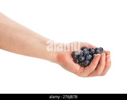 blueberry in hand path isolated on white Stock Photo