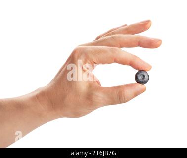 blueberry in hand path isolated on white Stock Photo