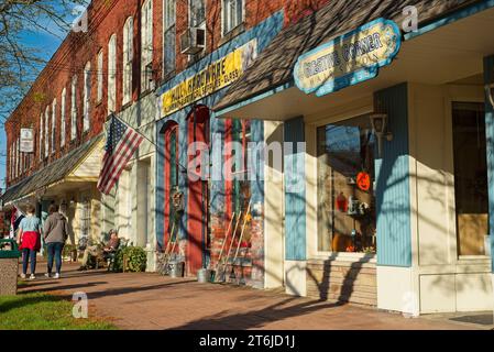 Main Street shops and businesses in Burton Ohio 40 miles east of